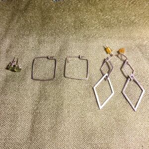 3 pairs 925 silver earrings 1 with peridot